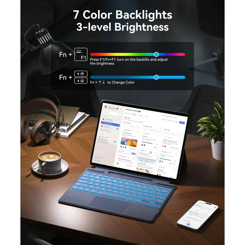 Omikamo Wireless Bluetooth Keyboard Touchpad Surface Pro 11 10 9 8 X Blue